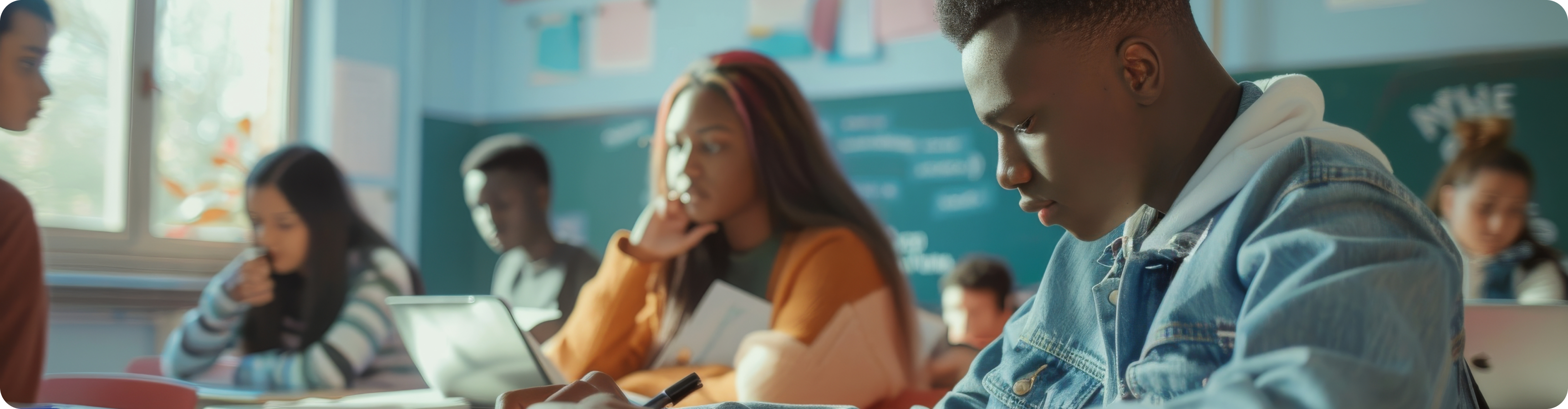 Students sitting in classroom focusing on their study